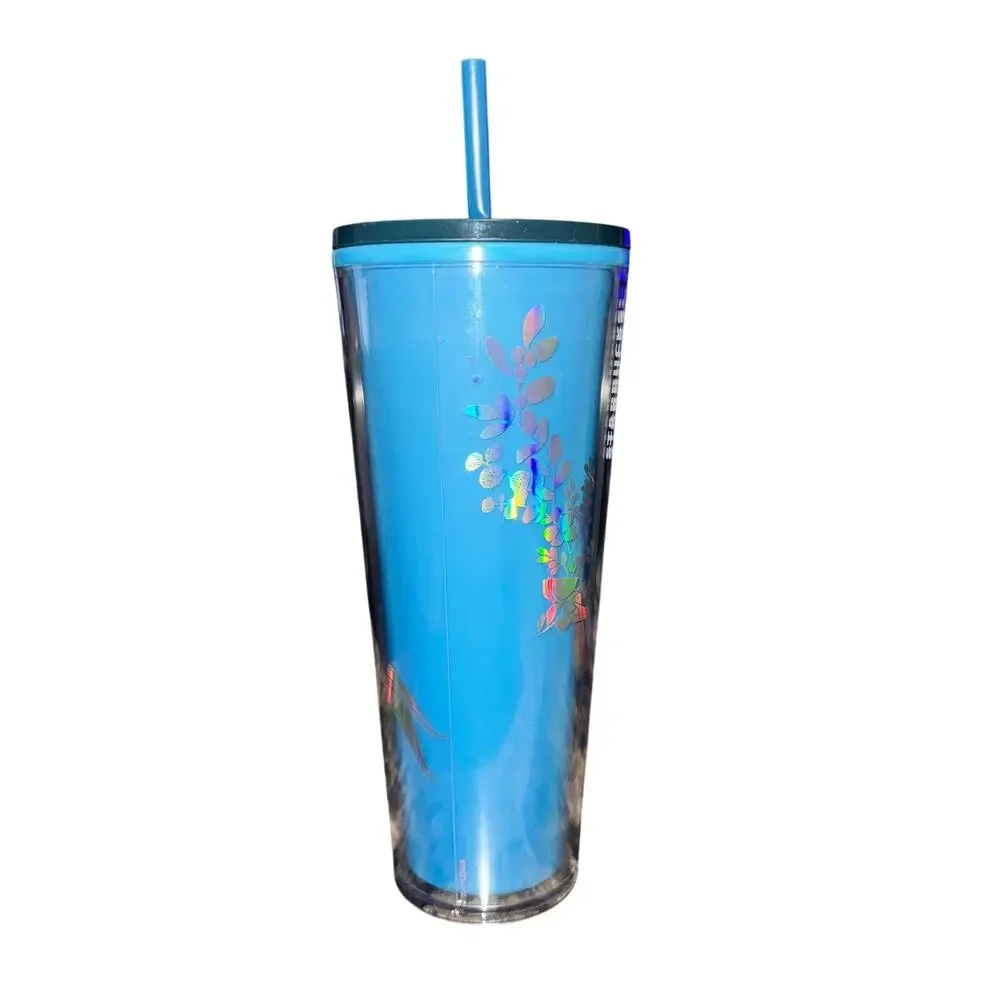 Starbucks Cold Cup Tumbler Blue Siren Mermaid 2021 24 Oz Holiday W/ Lid Straw